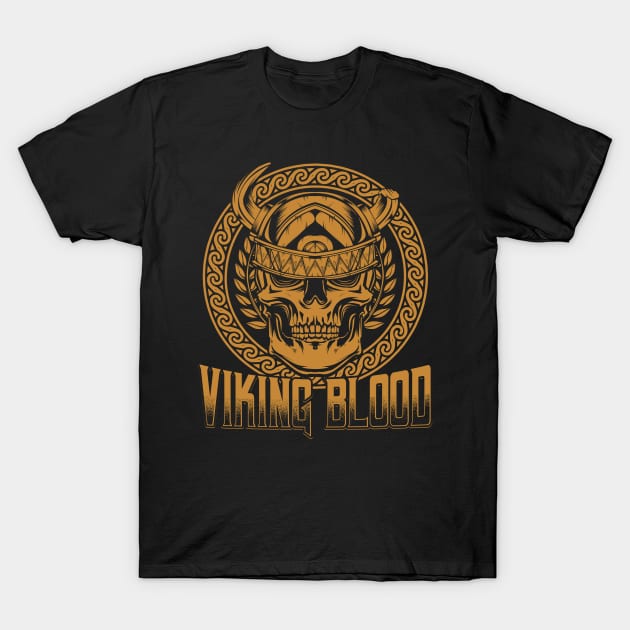 Vikings - Norse Warrior Skull Viking Blood T-Shirt by Lumio Gifts